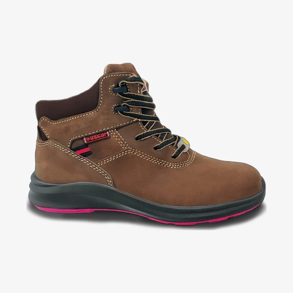 Oscar GeoSync L831 Brown Ladies Lace Up Mid Cut — S3L safety shoe
