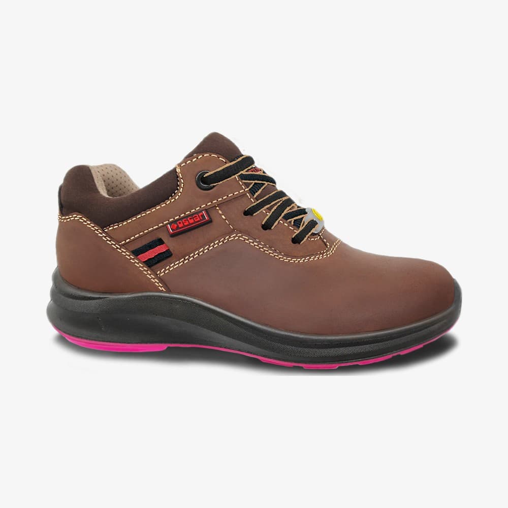 Oscar GeoSync L832 Brown Ladies Lace Up Low Cut S3L safety shoe – Composite (metal-free) toe cap, Malaysia